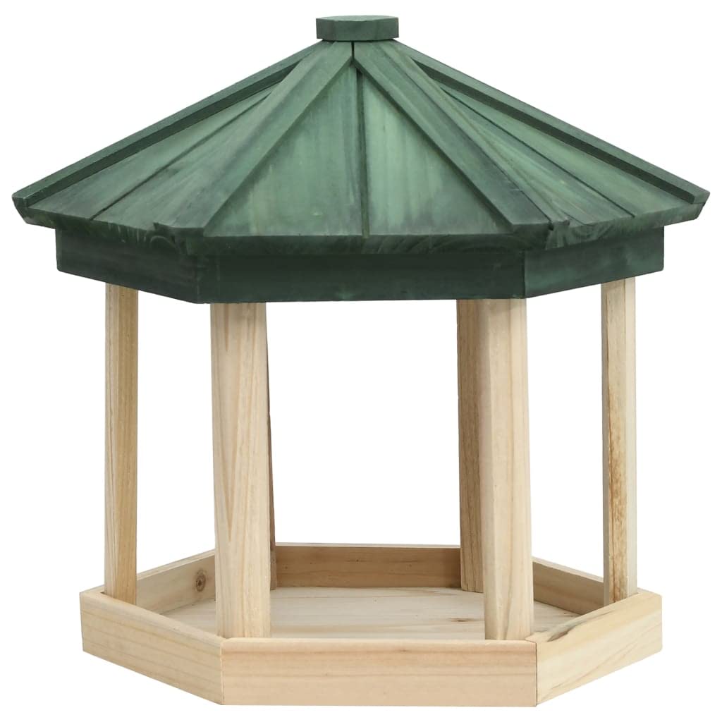 Vogelfutterhaus Achteck Tanne Massivholz 33x30 cm witterungsbeständiges Futterhaus für Wildvögel Garten Balkon