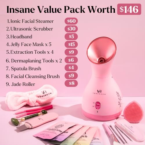 Facial Steamer Spa Kit with Complimentary 17 Skin Care Tools | Face Steamer for Facial Deep Cleaning with Towel Warmer & Humidifier Mode| Self Care Gifts for Women, Spa Gifts, Birthday Gifts for Women - Image 4