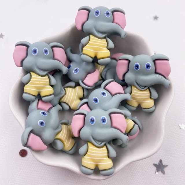Home PRO - hand painted - Hand Painted Resin Kawaii Colorful Rabbit Elephant Fox Bears Dinosaur Flatback Stone Figurine 12PCS Scrapbook DIY Decor Crafts (2)