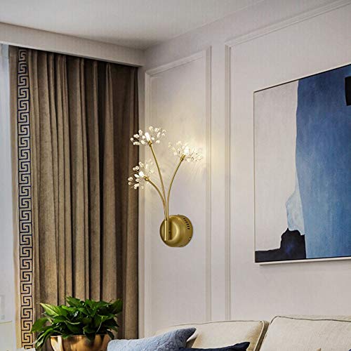 Aplique de pared nórdico dorado con tres luces de colores para escaleras pasillos y salón