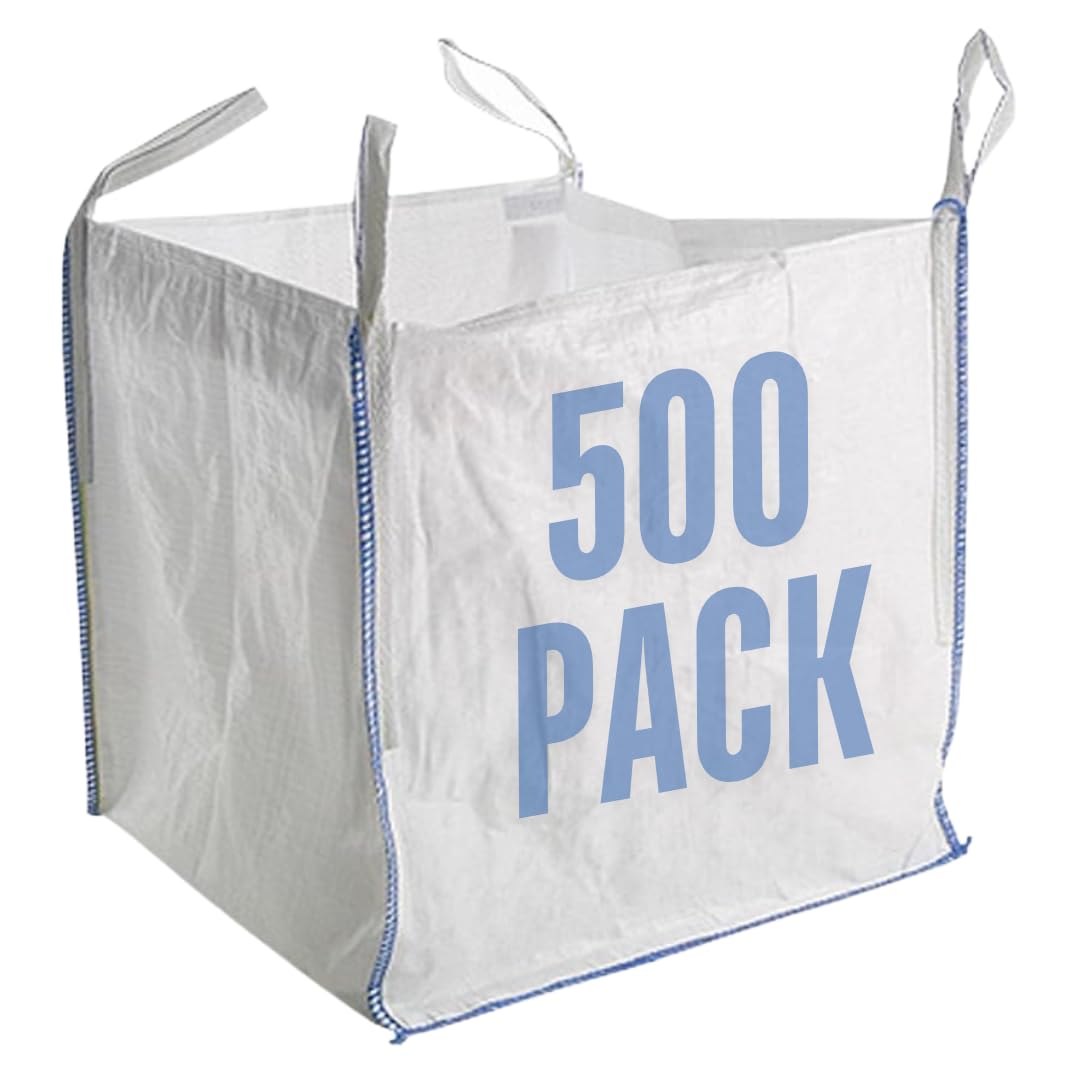Airtech-UK New FIBC Bulk Bag Builders Garden Waste Heavy Duty Industrial polypropylene Material 1 Tonne TON Jumbo Bags Storage Sack Various Quantity (500)