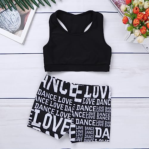Kids Girls Two Piece Tankini Outfits Sleeveless Racer Back Tops with Letters Printed Bottoms Set for Gymnastic3