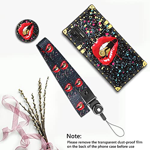 Jakpak For Motorola Moto G Stylus 4G 2021 Case With Kickstand Cute Cover For Girls Tpu Luxury Case With Strap Shockproof Protective Heavy Duty Case For Motorola Moto G Stylus 4G 2021 Lip Black #TOP6