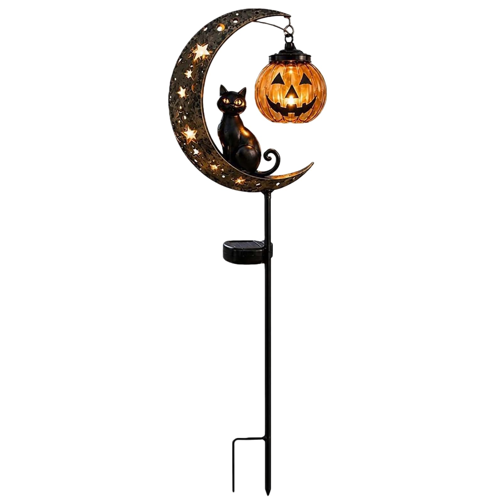 Solar Metal Black Cat Garden Stake Light Halloween for Patio Pathway