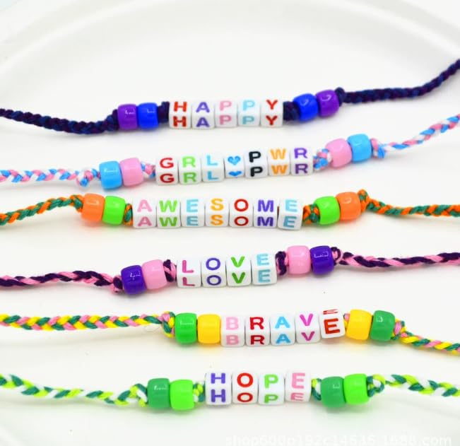 XAM Handmade Friendship Bracelet with Colorful Braided Cord and Acrylic Alphabet Beads - Adjustable for Daily Wear or Gifts3