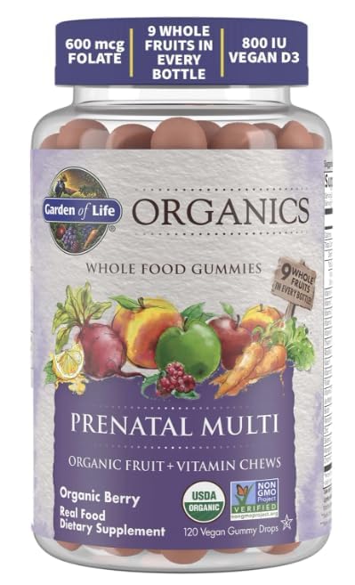 Garden Life's Organics, caramelle gommose prenatali multiple, frutti di bosco, vegani, 2 x 120 gomme gommose (confezione da 2)