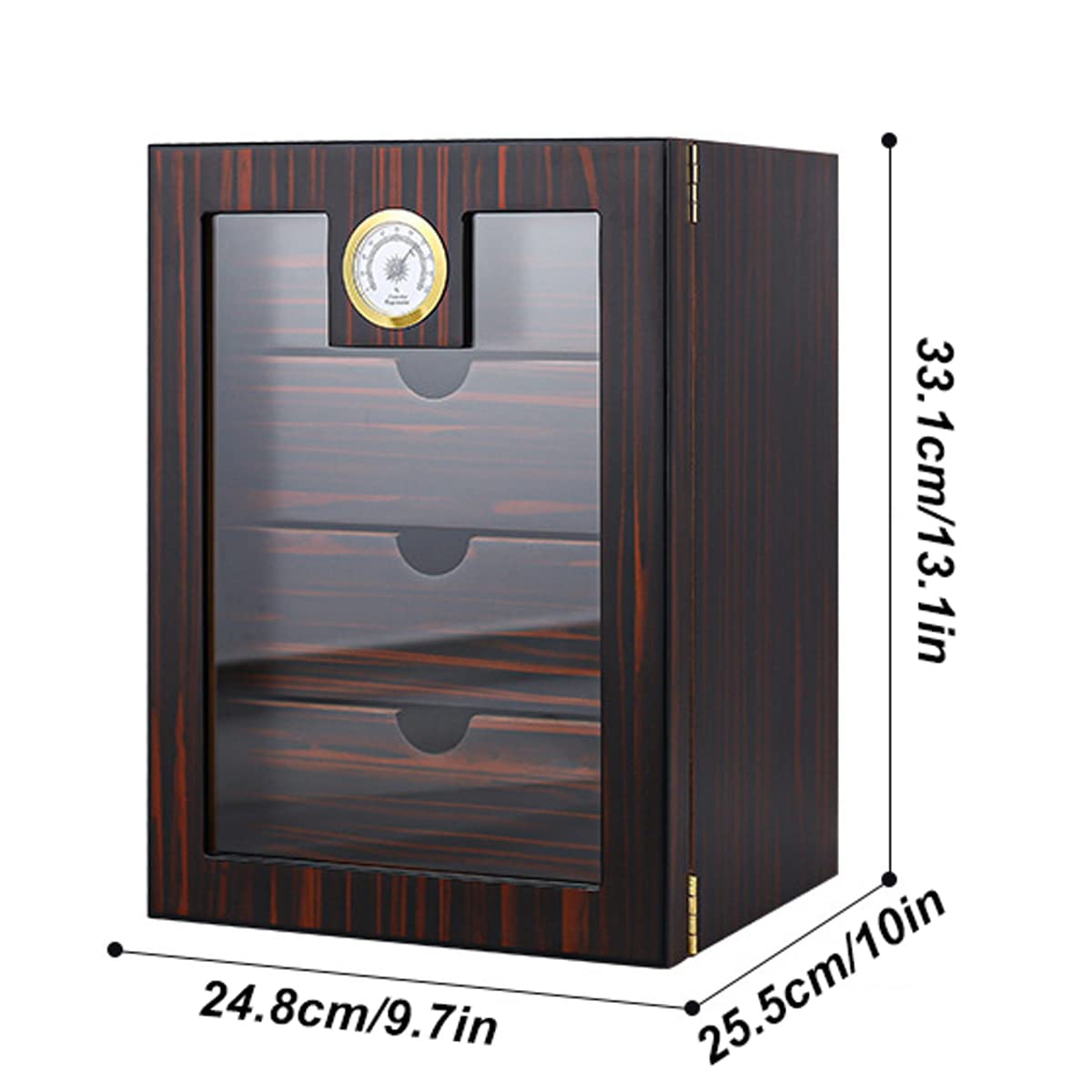 DOCIM Woodronic Zigarren-Humidor-Schrank mit digitalem Hygrometer, Zedernholz, gefüttert, Humidor, 4 Schubladen, Zigarrenbox, Humidor, mattschwarz