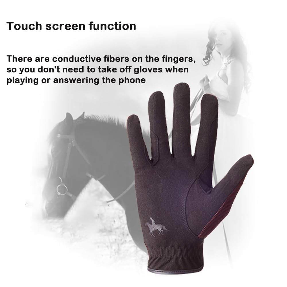 Gants D'équitation, Adulte Unisexe, Professionnels Gants D'équitation Respirants, Gants à écran Tactile, Utilisés pour Le Cyclisme, L'équitation et Les Activités de Plein Air