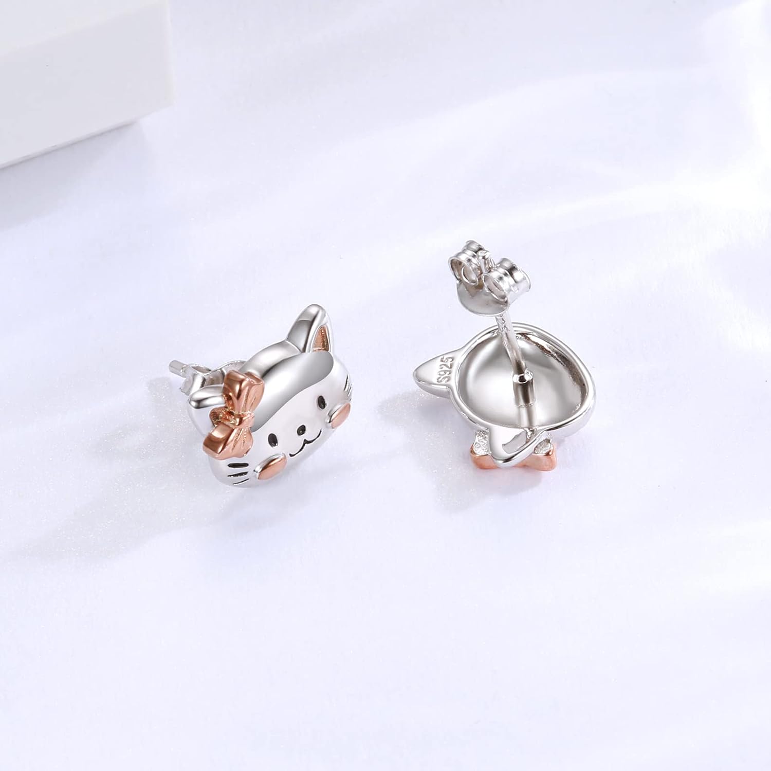 Sterling Silver Animal Stud Earrings: Ladybug Elephant Cat Mermaid Hippo Llama Earrings Jewelry Gift for Women Animal Lovers - Image 4