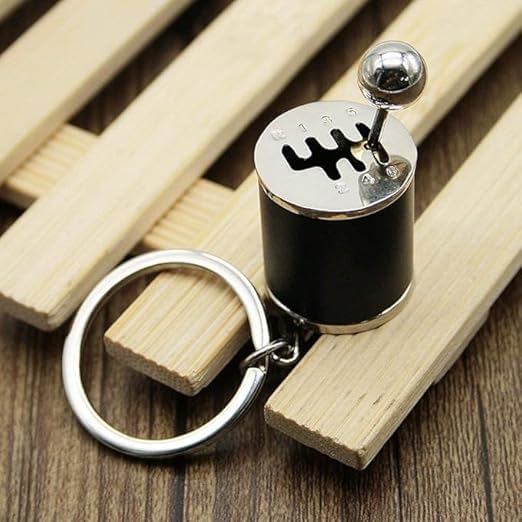 Image of 6-Speed Shifter Gear Keychain, Mini Car Gear Shift Stick Knob Keyring, Manual Transmission Gearbox Fob, Creative Metal Auto Part Keychain for Car Lovers, Black