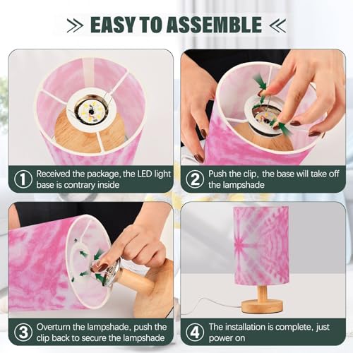 Lámpara de Mesa Cilíndrica Tie-dye Rosa con USB miniatura 4