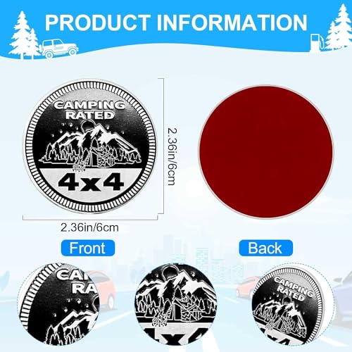 Image of Camping Badge Rated Car Emblem, 4 x 4 Metal Automotive Badge 3D Metal Car Badges Emblems Round Emblem Decals Car Badge Decals Stickers Compatible with Jeep Wrangler Vehicles Trucks SUV Emblems(ZS068)