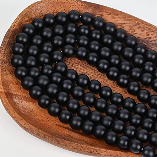 Image of 51pcs Natural Beads Round Matte Black Gemstone Beads Loose Beads 6 MM || Feng Shui || Gemstone || Reiki || Healing || ब्लैक स्टोन