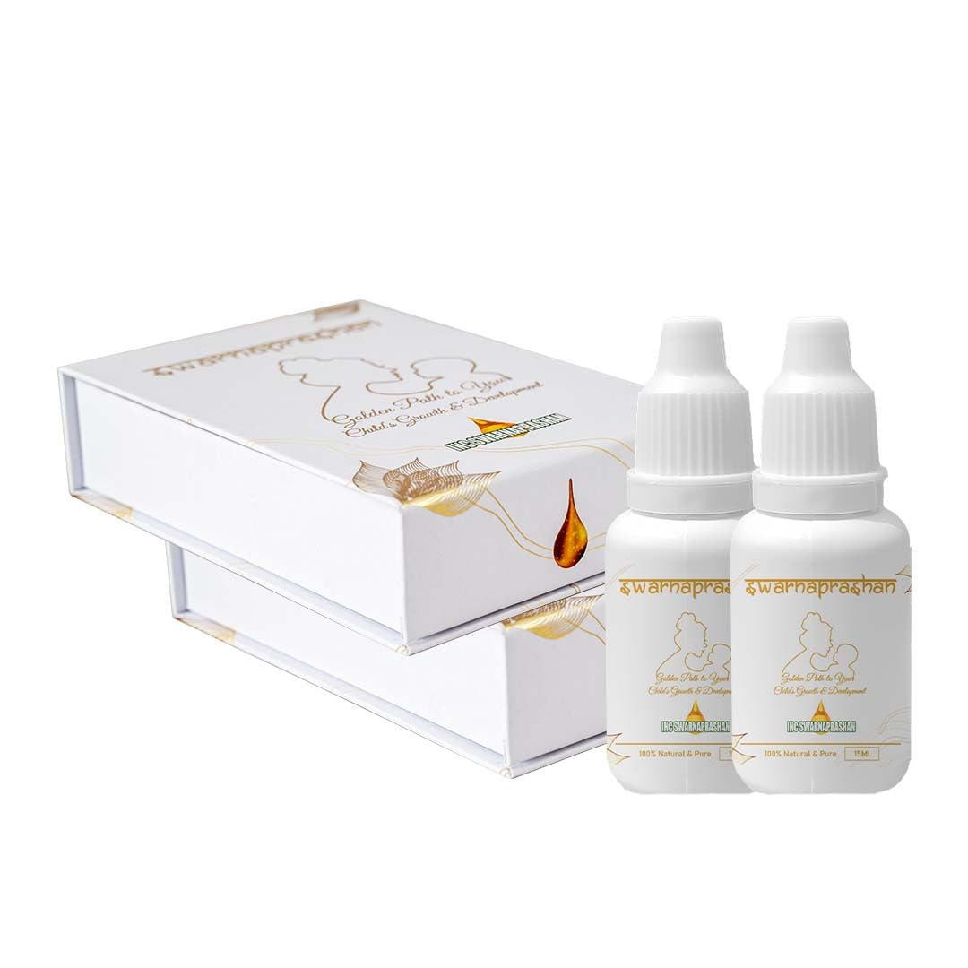 Pack of 2 (15 ml Each) | FDCA Approved Suvarna Prashan Sanskar | 24CT Pure Gold Extract | For Kids (0-12 Years)