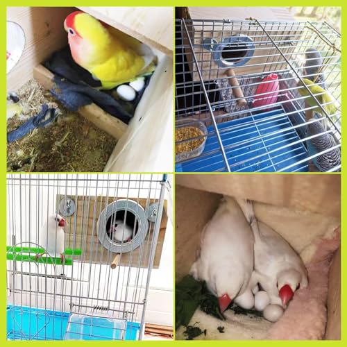 Image of kathson Parakeet Nesting Box,Wood Bird Nest House for Cage,Parrots Breeding Mating Boxes,Budgie Nesting Box for Lovebirds,Finch,Canary,Small-Sized Birds(S)