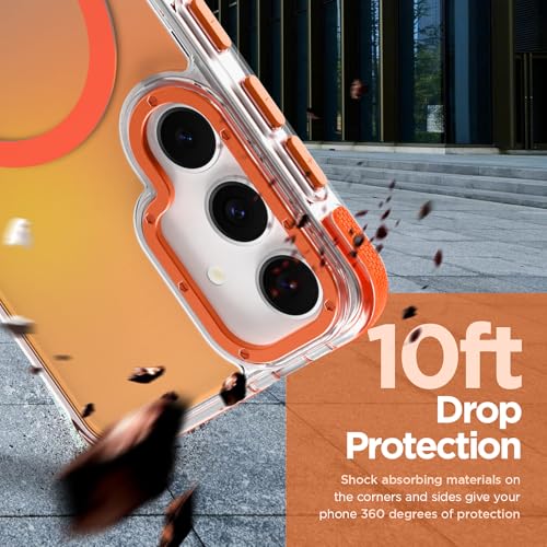 Image of Magnetic Case for Samsung Galaxy S23 Plus [Compatible with Magsafe] [Cute Fashion Fluorescent Design] [1 Screen Protector] Slim Translucent Matte Case for Galaxy S23 Plus 6.7 inch, Orange