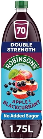 Robinson's Double Strength No Added Sugar Squash 1.75L Assorted Robinson's Concentrate Squash Pack Of 5 Apple & Blackcurrant, Orange & Pineapple, Summer Fruits, Orange, Lemon
