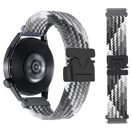 Image of YODI Parachute Buckle Strap Band Compatible With Redmi Watch 5 Lite Smartwatch Only, Braided design Classic Nylon Straps Accessories for Men and Women, Replacement Sport Strap Bands for Boys and Girls (BRAIDED-GREY /WHITE)