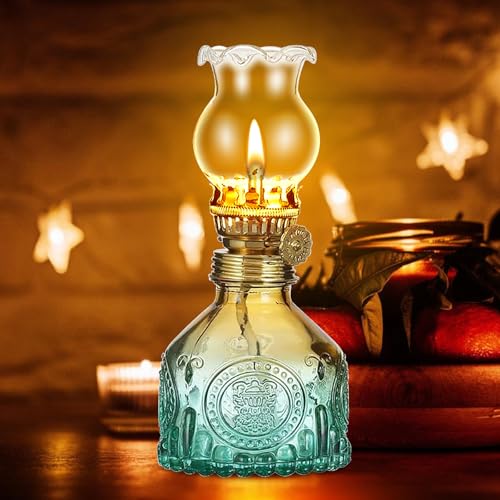 Glas Petroleumlampe Für Innenräume, Öllampe Glass, Kerosinlampe, Campingkerosin Laterne, Öllampen Aus Glas Mit Verstellbarer Flamme,...
