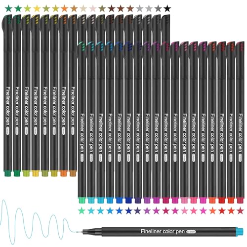 KASTWAVE Fineliner Pens Set 36 Colour Fine Tip Point Pens - 0.4mm Drawing Pens No Bleed Fine Line Pen Perfect for Sketching Drawing and Writing - Ideal for Artists Students and Journaling