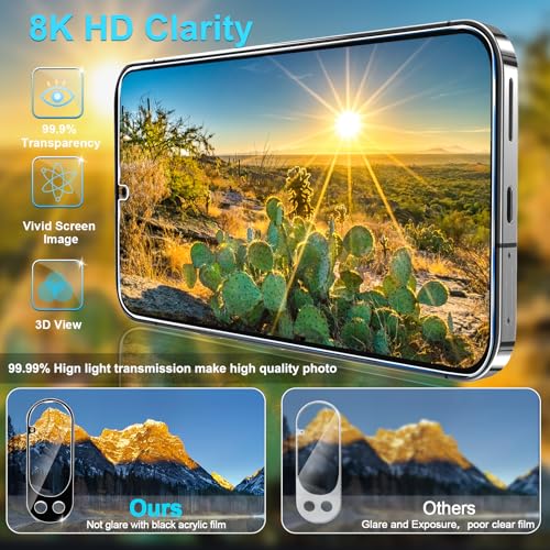 Image of 3 Pack Privacy Screen Protector for Google Pixel 10 Pro XL Tempered Glass + 2 Pack Camera Lens Protector, True 25Anti Spy, 9H+ Hardness, Fingerprint Unlock, Case Friendly Bubble-Free 6.8 Inch