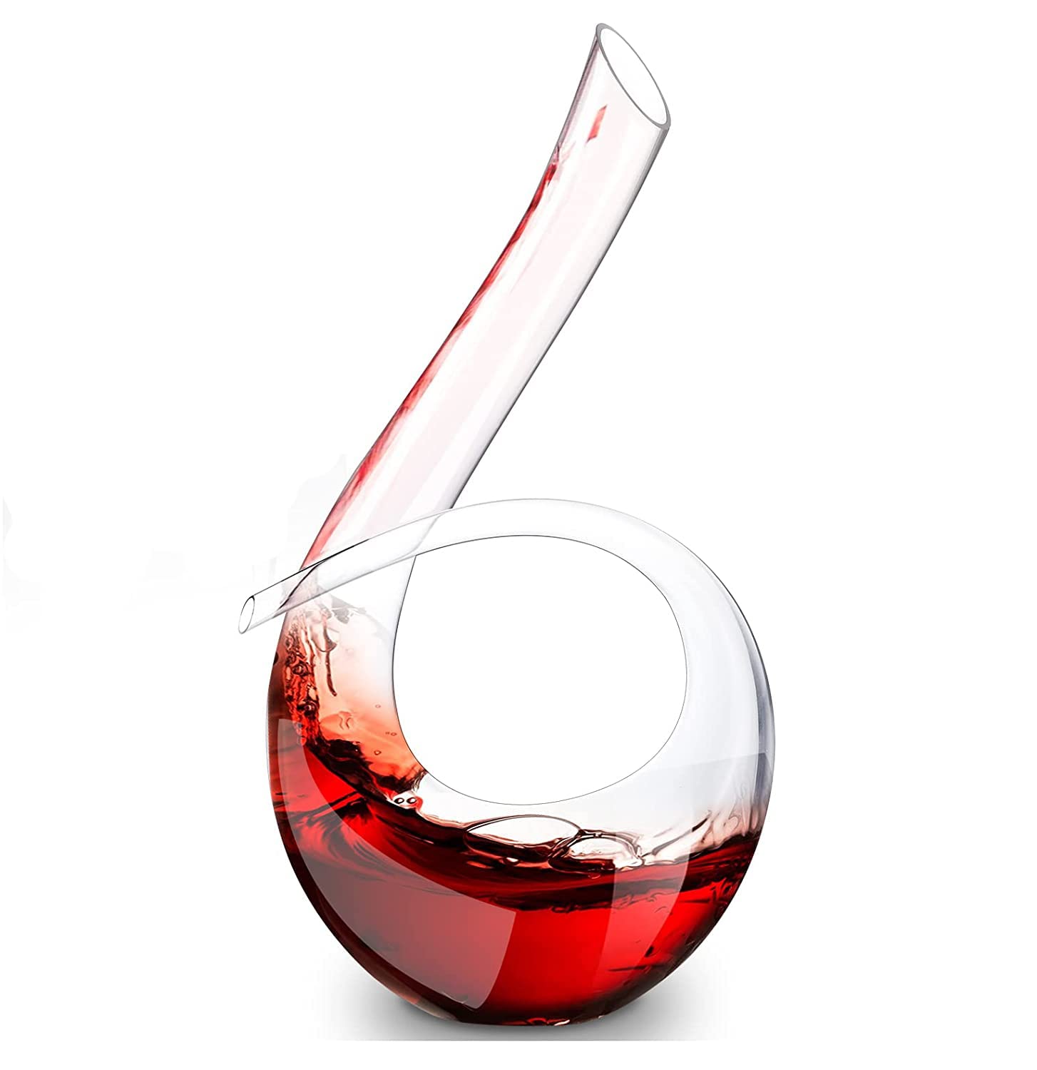 RRONG U-shape Wine Decanters - 1500ml / 52 oz, Hand Blown Red Wine Carafe & Aerator & Purifier (6 Shape)