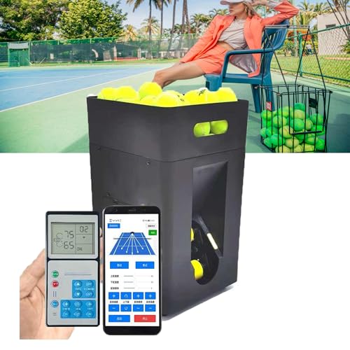 Automatic Tennis Ball Launcher, Tennis Ball Machine, 50-Ball, Remote & APP Control, No Worries for Single Person Training, for Beginners Solo Training Sports