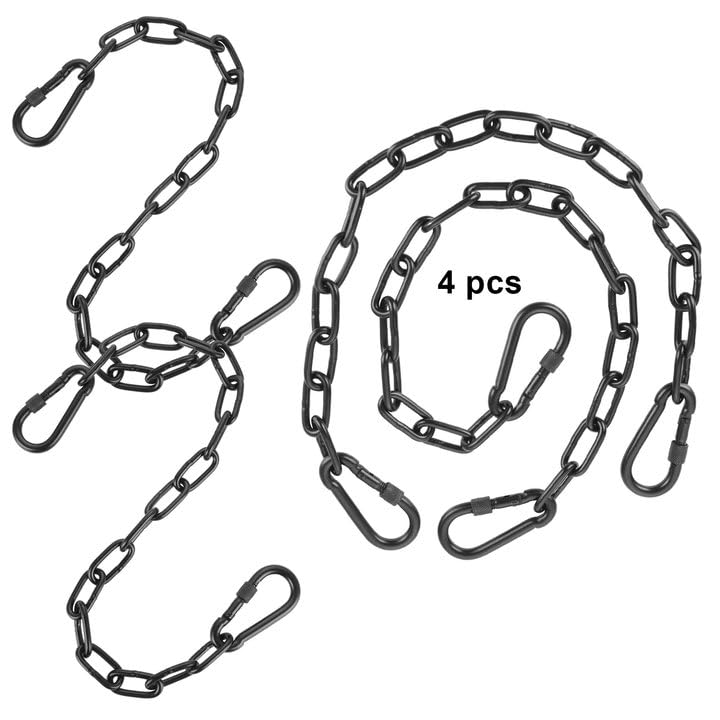 SHUESS4 Pack 26 Inch Hanging Swing Chain, Hanging Chair Chain Heavy Duty Hammock Chain for Hammock, Swings, Chair, Punching Bags, Indoor & Outdoor Gym（with 8 Carabiners, 440LB Capacity）