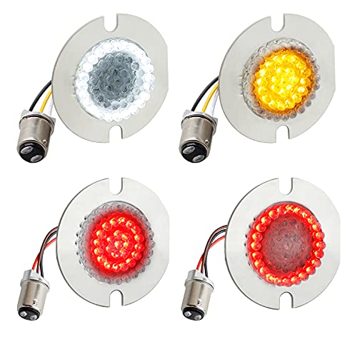 NTHREEAUTO 3 1/4 inch Front Rear LED Turn Signals Flat Style 1157 Brake Running Light Compatible with Harley Touring Electra Glides Road King