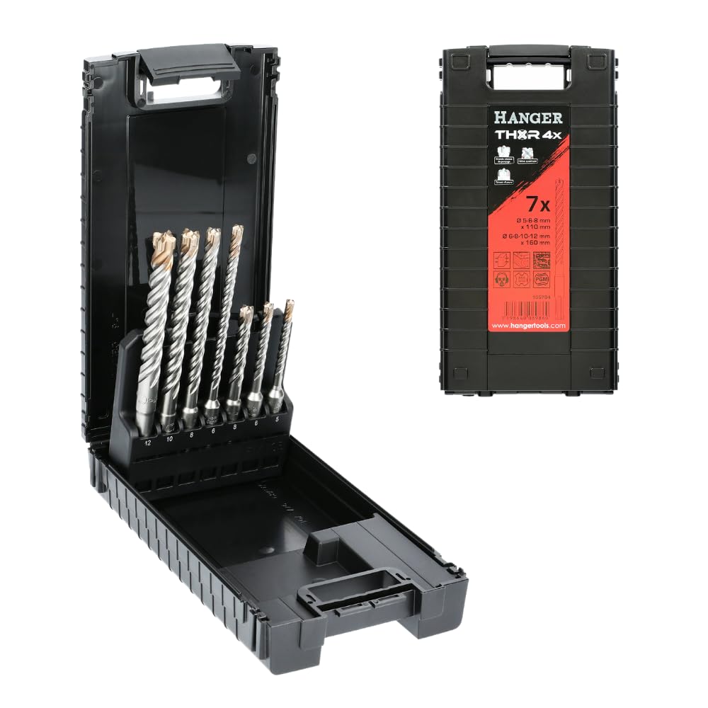 Coffret 7 Forets Béton SDS Plus 4 Taillants - HANGER THOR - Perçage Précis et Efficace
