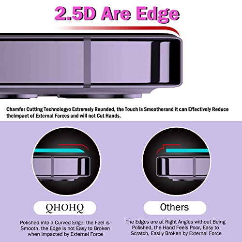 Image of QHOHQ 3 Pack Screen Protector for iPhone 14 Pro Max 6.7 Inch with 3 Pack Tempered Glass Camera Lens Protector, Ultra HD, 9H Hardness, Scratch Resistant, Case Friendly