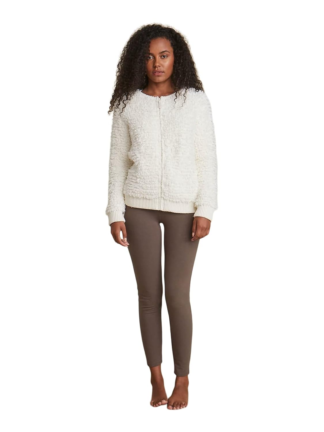 Barefoot Dreams CozyChic Loop Fringe Jacket Zip Jacket for Women Long Sleeve Sweater with Zip-Up Design