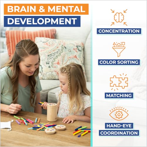 Image of 4 in 1 Montessori Toys for 2 3 4 Year Old, Wooden Color Sorting Toys for Toddlers 1-3, Preschool Learning Activities Fine Motor Skills Matching Games, Sensory Color Sorting Toy, Gift for Boy Girl