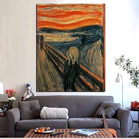 Edvard Munch Scream Classic Abstract Painting Canvas Art Posters Prints Wall Picture Living Room Cuadros Decor 60x90 cm/23.6" x 35.4" No Frame Cover