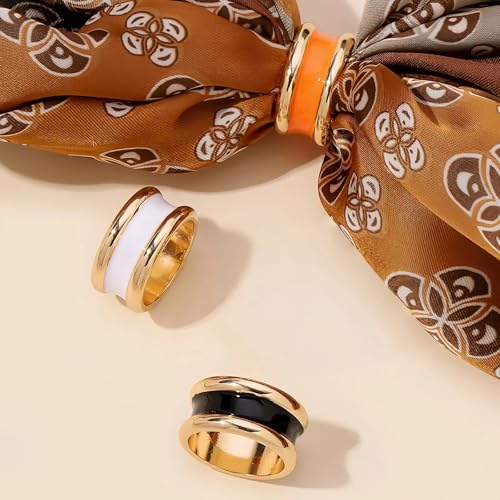 Image of SYWDUDUCLT Scarf Ring for Women's Shawl, Silk Neckerchief, Tshirt, Gold /Sivler, S /M /L, 2 Pcs