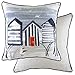Evans Lichfield Housse de Coussin Motif Cabine de Plage Nautique, Polyester, Multicolore, 43 x 43cm