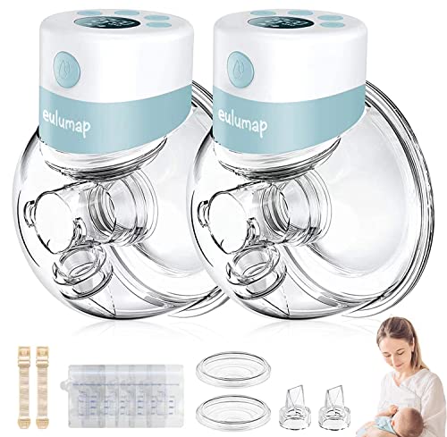 Image of Hands Free Breast Pump, Double Wearable Electric Breast Pump, Rechargeable Portable Silicone Breast Pump with 2 Modes & 9 Levels,LCD Display Memory Function, 24mm Flange