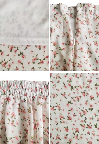 Image of HERBATOMIA Women's Floral Print Midi Skirt Casual High Elastic Waist Zipper Vintage Long Boho Skirts for Women