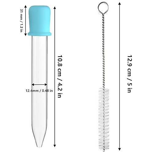 Miniatura 2 de Paquete de 10 pipetas de plástico de 0.17 onzas líquidas con cepillo limpio, pipetas de silicona irrompibles, gran succión para alimentación,