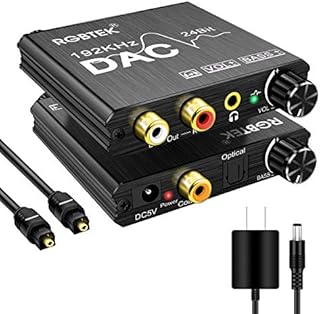 192KHz Digital to Analog Audio Converter with Bass and Volume Adjustment,Digital SPDIF/Optical/Toslink/Coaxial to Analog Stereo L/R RCA and 3.5mm Jack Converter for PS3 PS4 DVD AppleTV Home Cinema