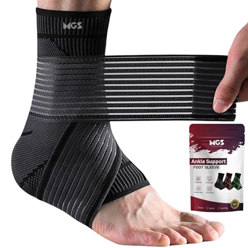 MGS COLLECTIONS 2 PCs Ankle Brace for Plantar Fasciitis & Achilles Tendon – Compression Support Sleeve for Men & Women, Helps with Peroneal Tendonitis, Heel & Foot Pain Relief (2, Black, Medium)