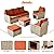 HOOOWOOO Patio Furniture with Fire Pit Table 6 Pieces Patio Set with Fire Pit Outdoor Furniture Set Patio Furniture Set Wicker Patio Conversation Sets Patio Sofa Set,Beige Wicker Orange Red Cushion