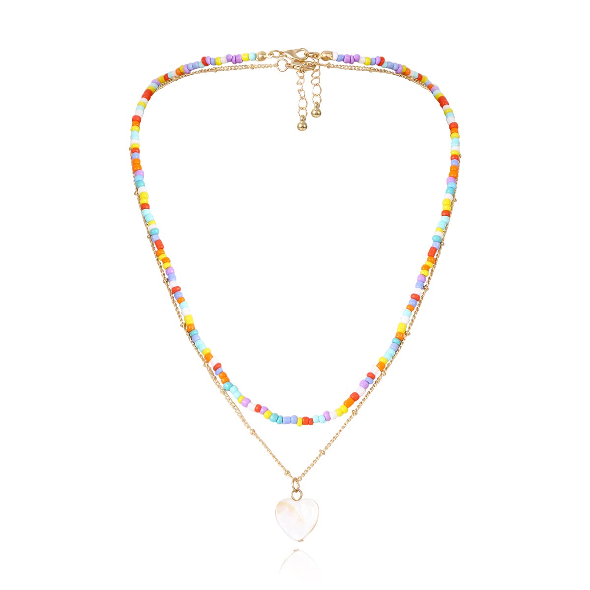 Aaishwarya Boho Colorful Beaded Layered Necklace With Heart Pendant Chain Beachwear Alloy for Women and Girls | Necklace for Women | Chain for Women | Necklace | Necklace for Girls | Chains for Women (B0BR7Z3DPT) Amazon Price History, Amazon Price Tracker