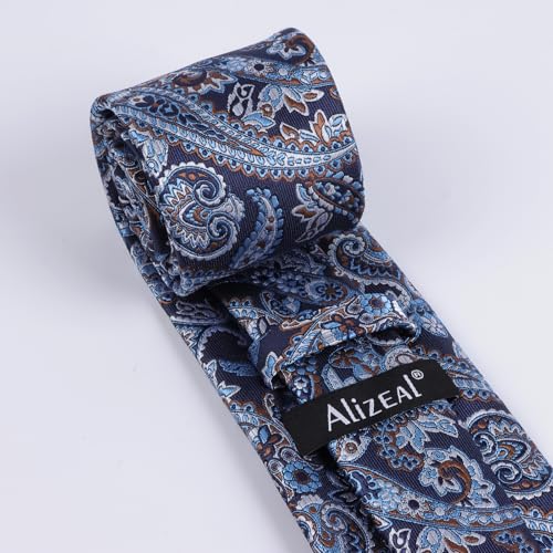 Image of Alizeal Mens 3.15'' Vintage Paisley Tie Pocket Square Set | Elegant Perfect for Banquet Wedding and Party
