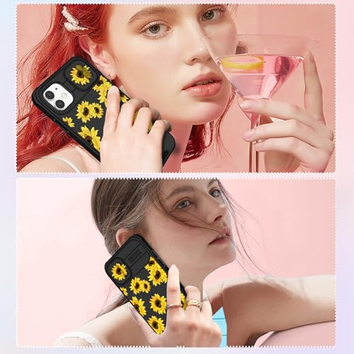 Image of Funermei (2in1 for iPhone 11 Case for Women Sunflower Cute Girls Phone Cover Floral Flowers Girly Pretty Aesthetic Sun Flower Unique Design with Camera Cover Funda for Apple for iPhone 11 Case
