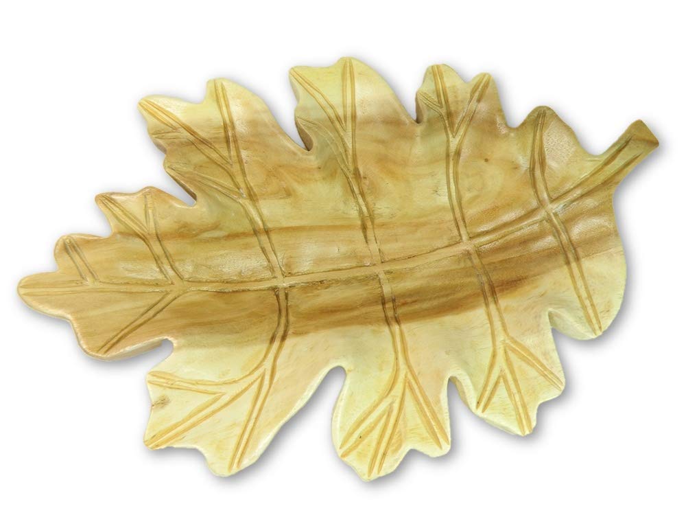 Thai Gifts Wooden Leaf Bowl - Oak Leaf Fruit Bowl