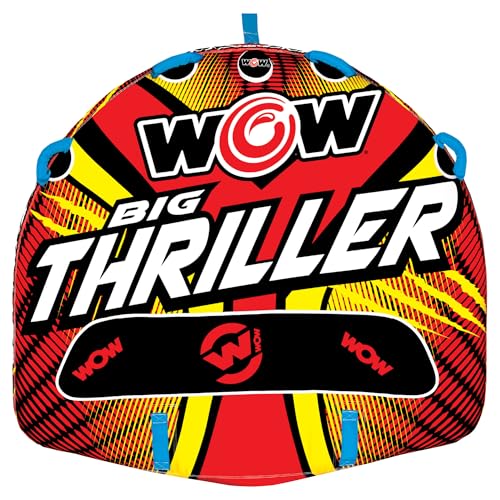 WOW Sports – Big Thriller Towable Deck Tube for Boating – 1-2 Person 340 lbs Capacity – Inflatable Boat Tube for Water Sports – Youth & Adults