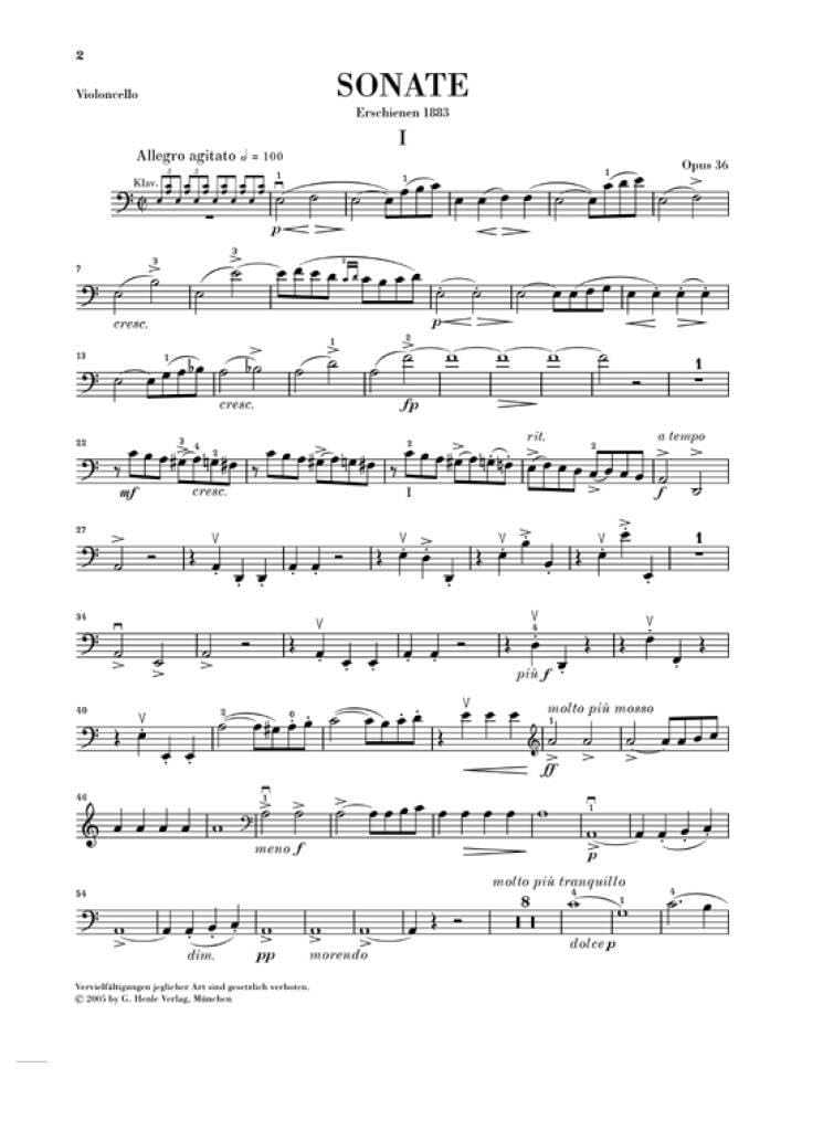 HENLE VERLAG GRIEG E. - SONATA A MINOR OP. 36 AND OTHER WORKS Klassische Noten Cello