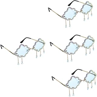 4 Pares De Óculos De Sol Nuvem Óculos Sem Aro Óculos Femininos Óculos Transparentes Retro Disco Óculos De Sol Vintage Óculos De Sol Strass Óculos De Sol Personalizados Óculos De