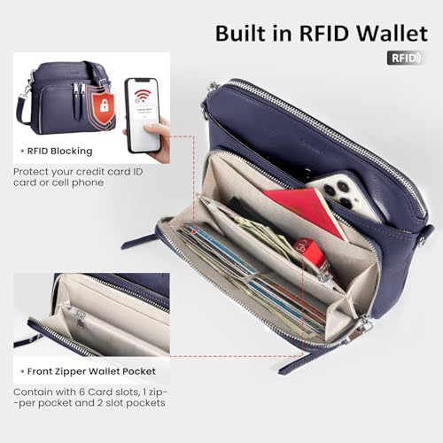 Image of befen Genuine Leather Crossbody Purses for Women, Women's Small Crossbody Shoulder Bag with Built in RFID Wallet